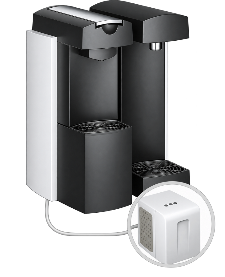 Acqua Cup Connect, erogatore di acqua e caffè collegato al purificatore Acqua Invisible